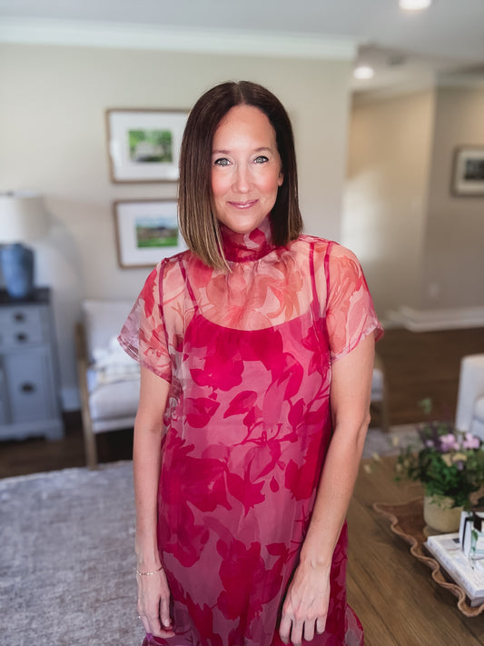 The Ella Sheer Floral Midi Dress