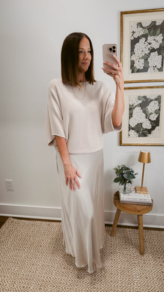 Satin Grace Skirt in Beige