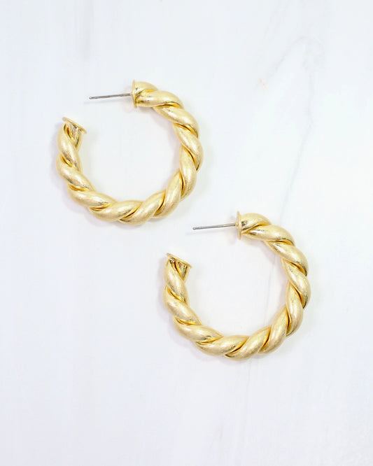Raylee Twisted Hoop-Large Matte Gold