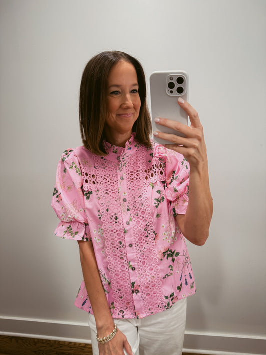 Wildflower Lace Blouse in Pink