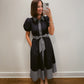 The Navy Puff Sleeve Midi Dress