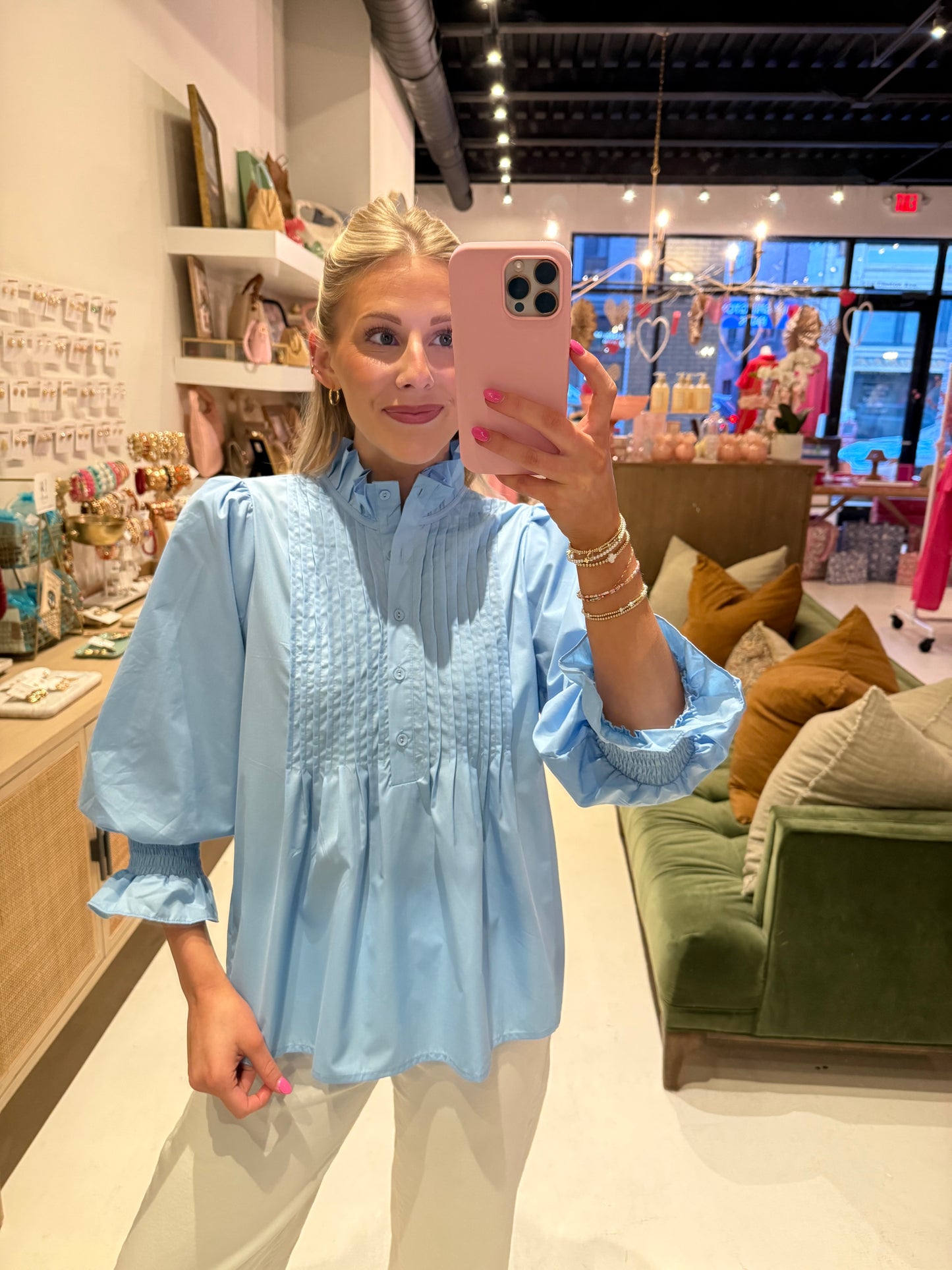 The Baby Blue Ruffle Blouse