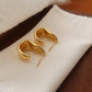 18K Gold Non-Tarnish Sculpted Wave Hoop Earrings