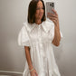 White Ruffle Collar Mini Dress