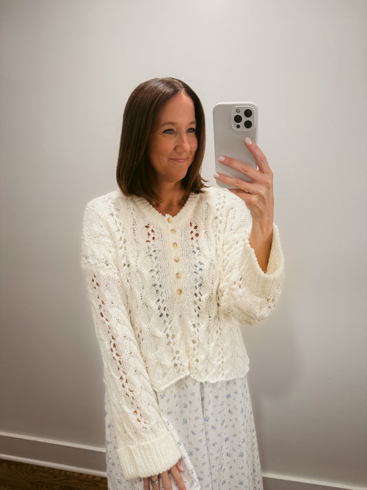 The Open Knit Sweater in Cream