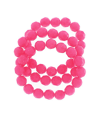 3 Row of Hot Pink Bead Bracelets