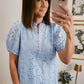 Meadow Eyelet Midi Dress in Blue