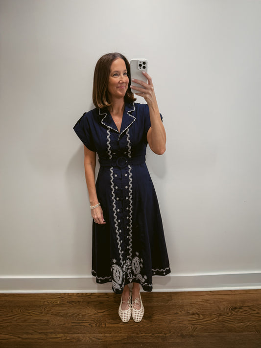 The Navy Vine Shirt Dress