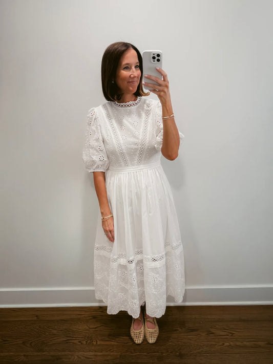 The White Eyelet Midi Dress