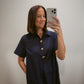 Bluebell Button Midi Dress in Navy