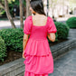 The Julian Tiered Midi Dress Pink