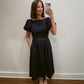 Navy Puff Sleeve Midi Dress