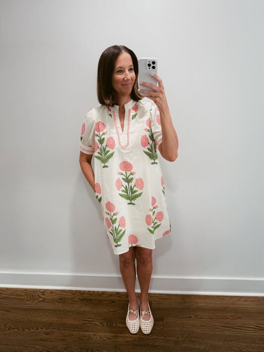 The Blossom Print Tunic Dress in Pink