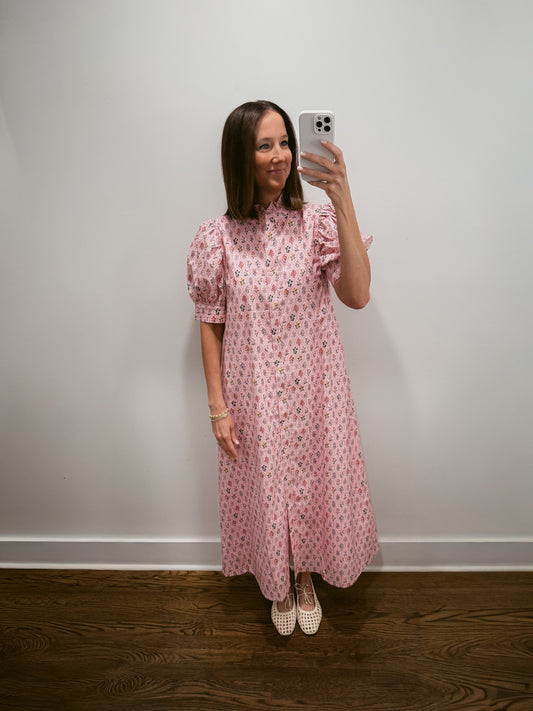 Blush Garden Shirt Midi Dress