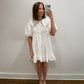 White Ruffle Collar Mini Dress