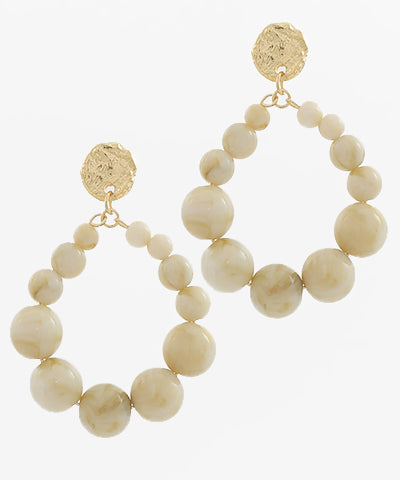 Ivory Bead Hoop Earrings