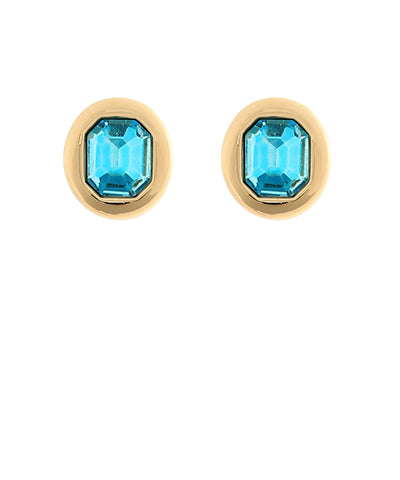 Emerald Shaped Blue Stud Earrings