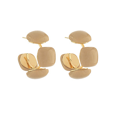 Natural and Gold Linked Square Hoops