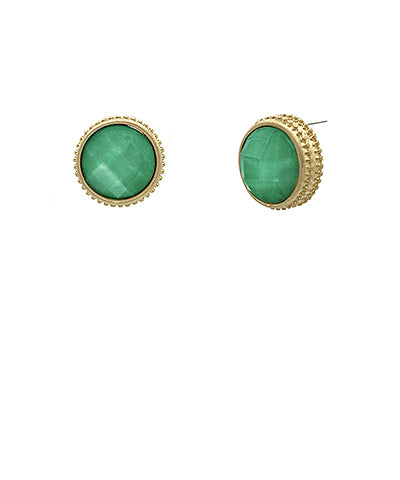 Light Green Faceted Round Stone Earrings