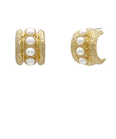 Antique Bold Pearl Statement Hoops