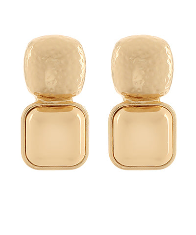 Hammered and Dome Square Earrings