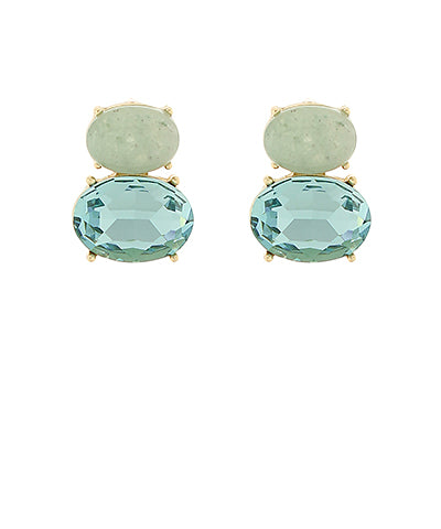 Stacked Oval Stone Earrings
