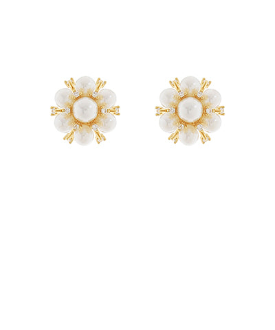 Gold Pearl Cluster Studs