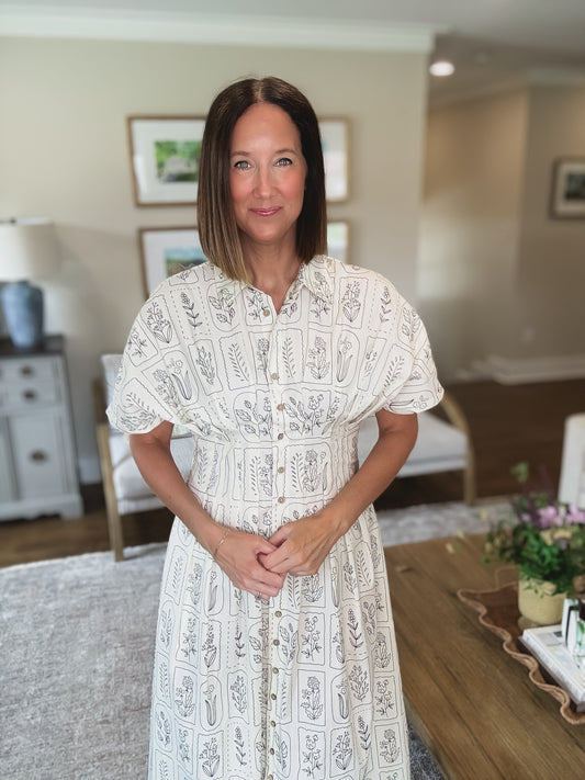 The Botanical Sketch Midi Dress