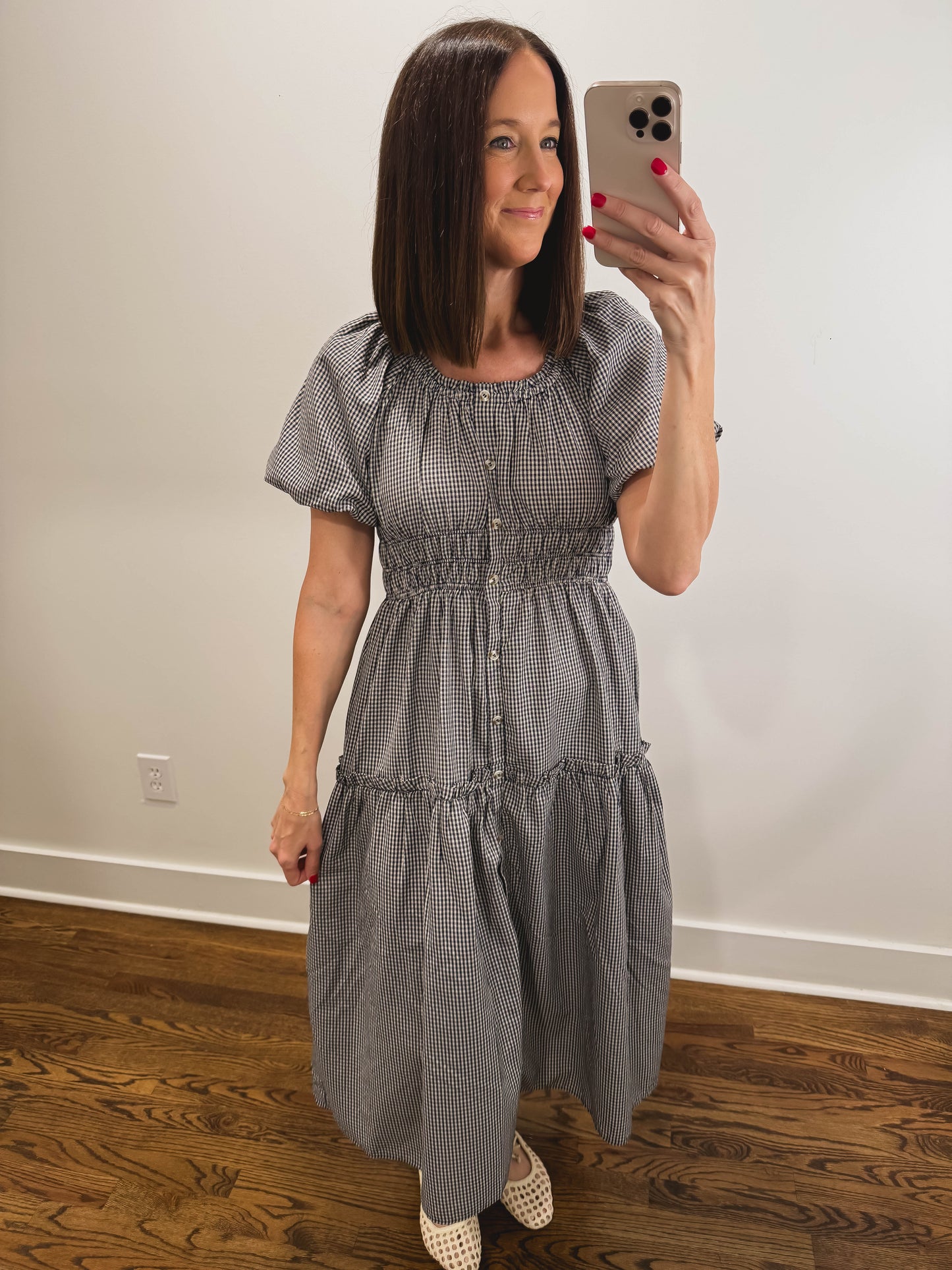Nantucket Gingham Dress in Navy