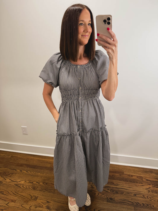 Nantucket Gingham Dress in Navy