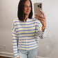 Striped Piper Cardigan in Ivory/Blue