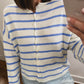 Striped Piper Cardigan in Ivory/Blue
