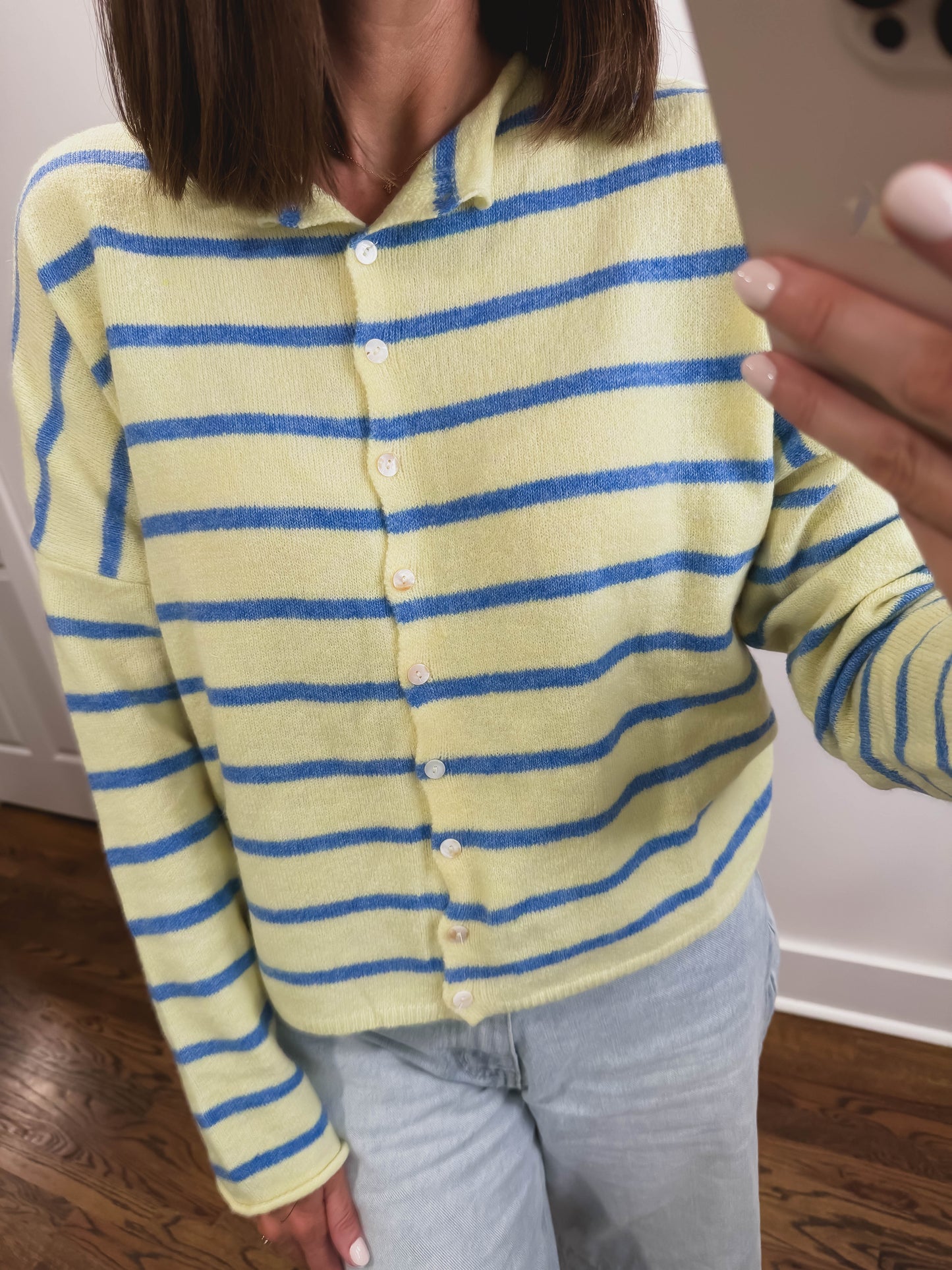 Striped Piper Cardigan in Light Yellow