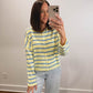 Striped Piper Cardigan in Light Yellow