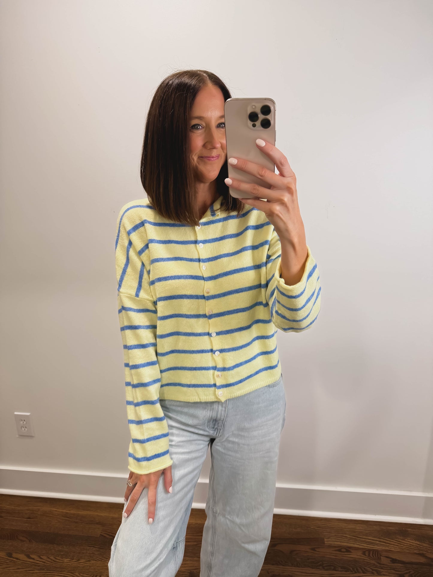 Striped Piper Cardigan in Light Yellow