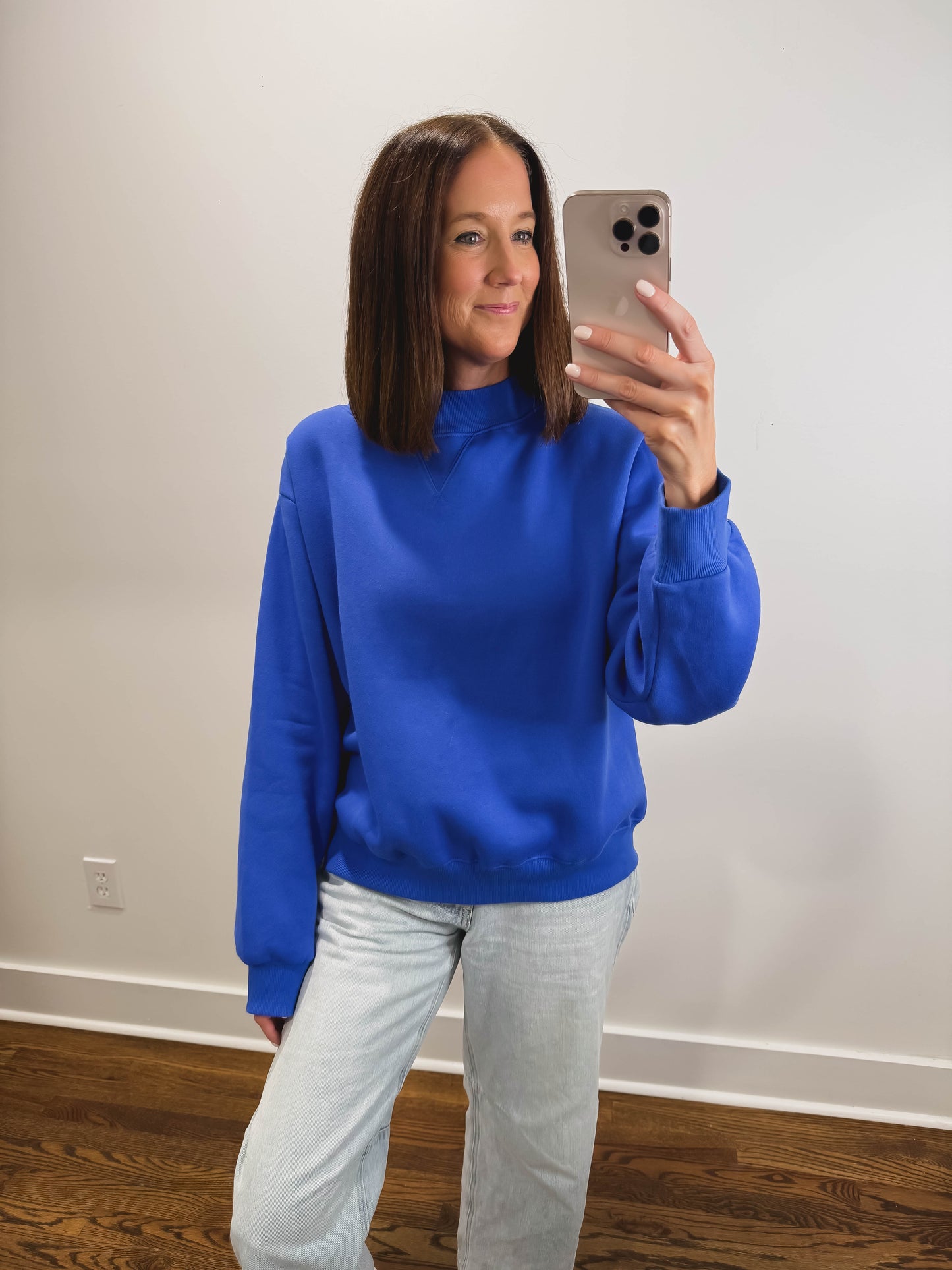 Nelly Mock Neck Pullover in Royal Blue