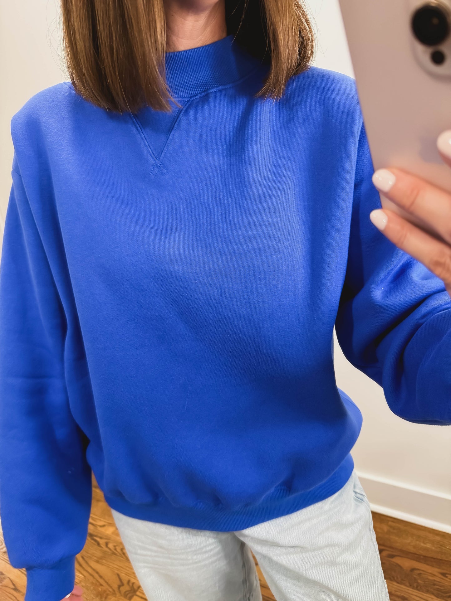 Nelly Mock Neck Pullover in Royal Blue