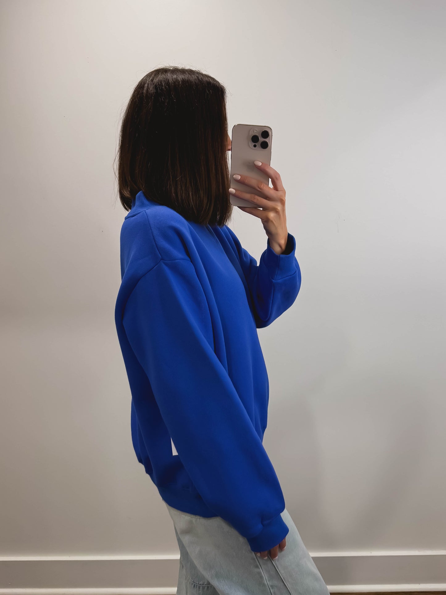 Nelly Mock Neck Pullover in Royal Blue
