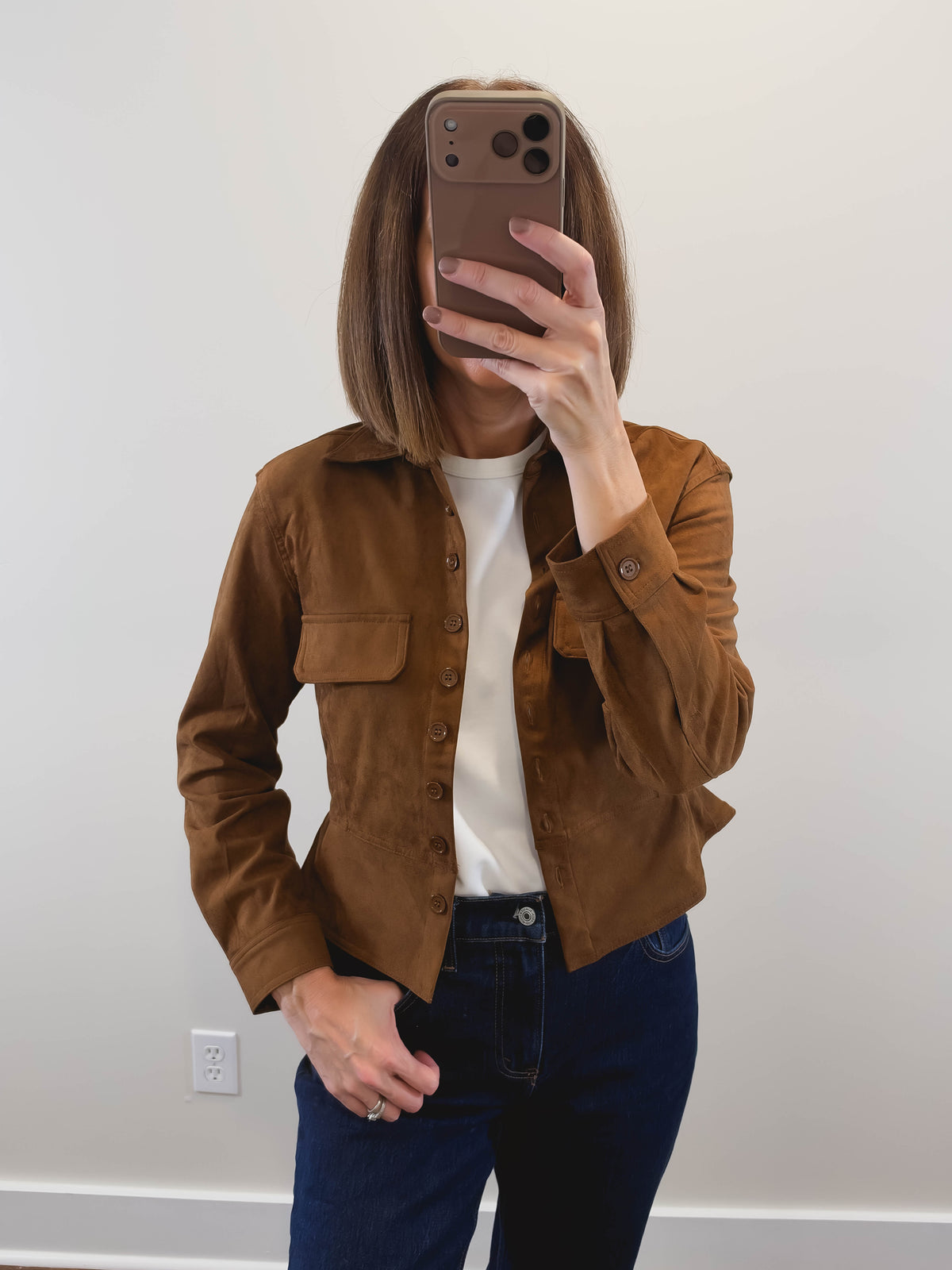 The Scout Jacket | Camel Faux Suede Jacket