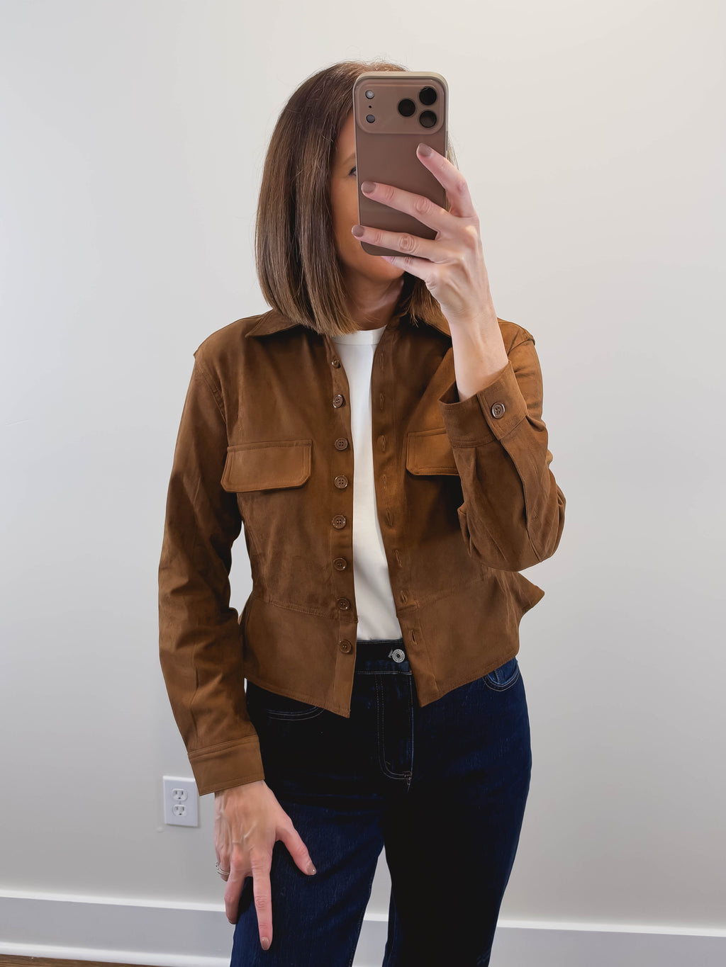 The Scout Jacket | Camel Faux Suede Jacket