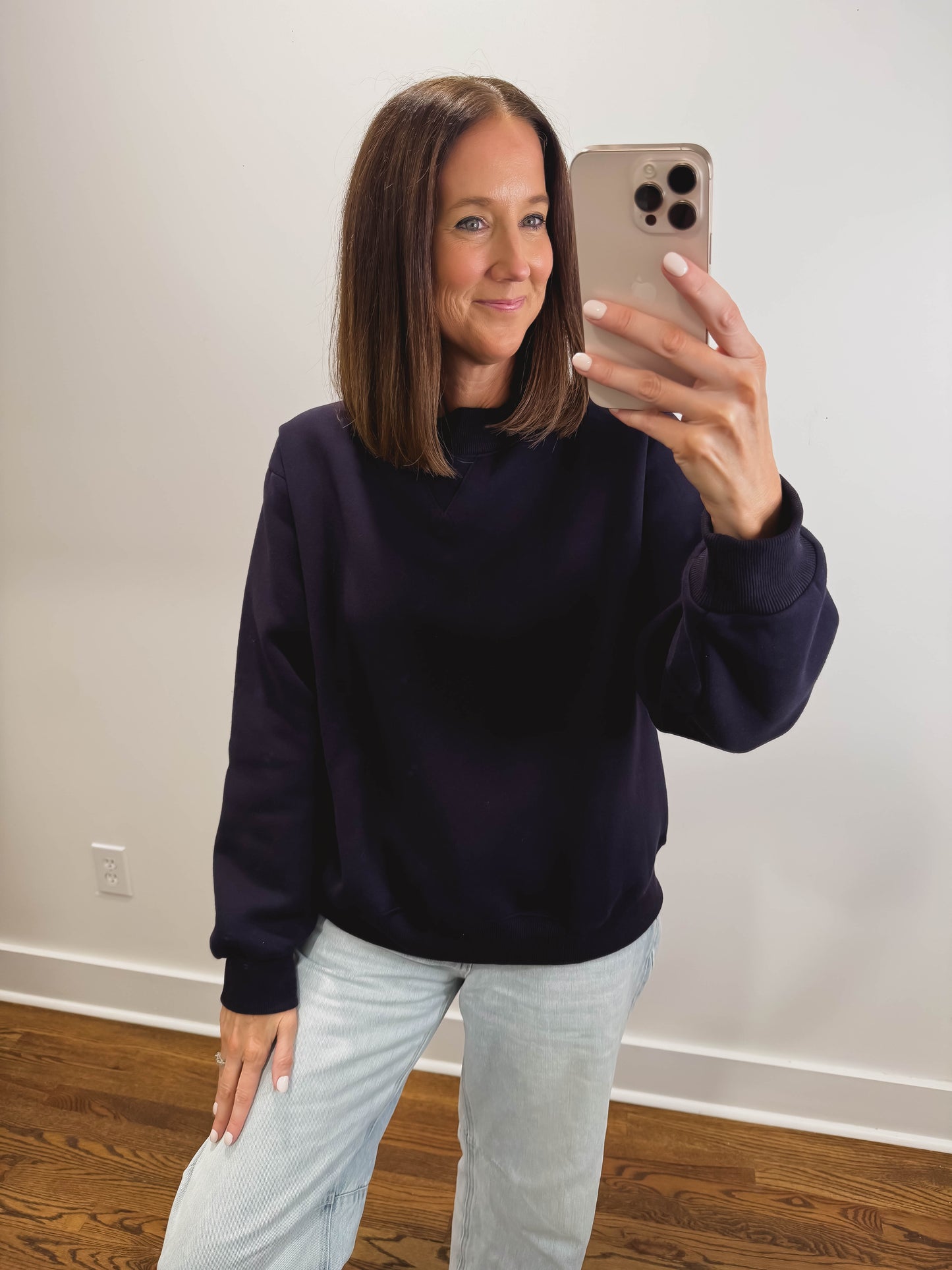Nelly Mock Neck Pullover in Navy