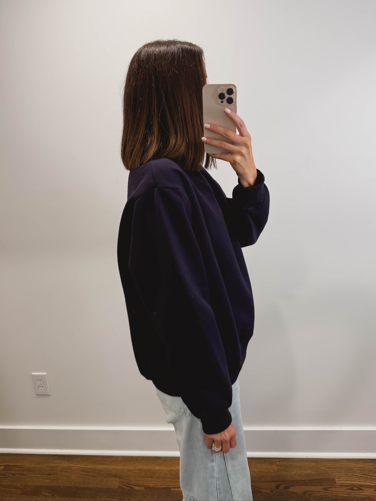 Nelly Mock Neck Pullover in Navy