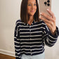 Striped Piper Cardigan in Midnight