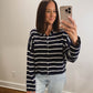 Striped Piper Cardigan in Midnight