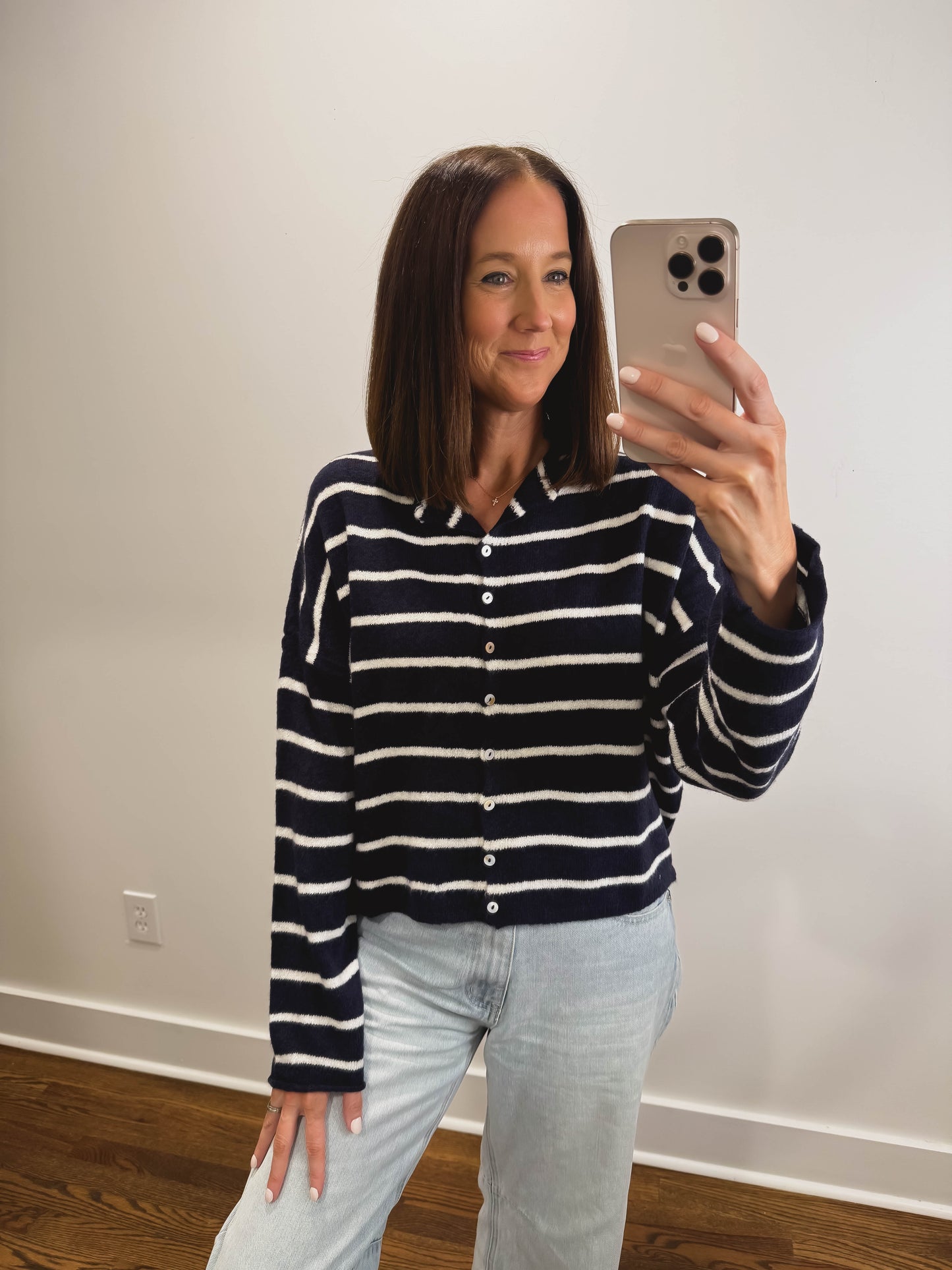 Striped Piper Cardigan in Midnight