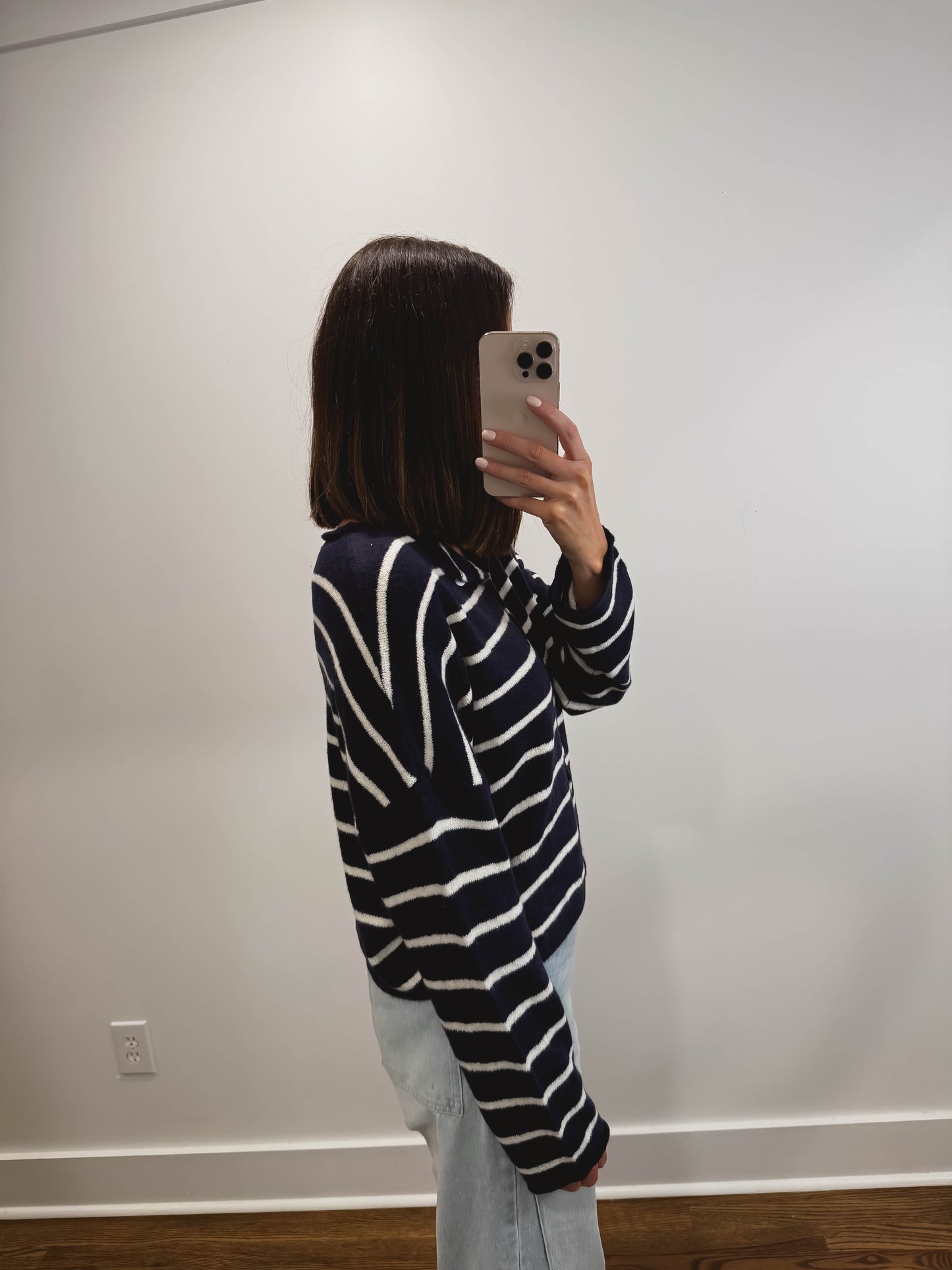 Striped Piper Cardigan in Midnight