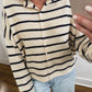 Striped Piper Cardigan in Natural/Navy