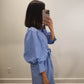 The Harbor Stripe Mini Dress in Blue