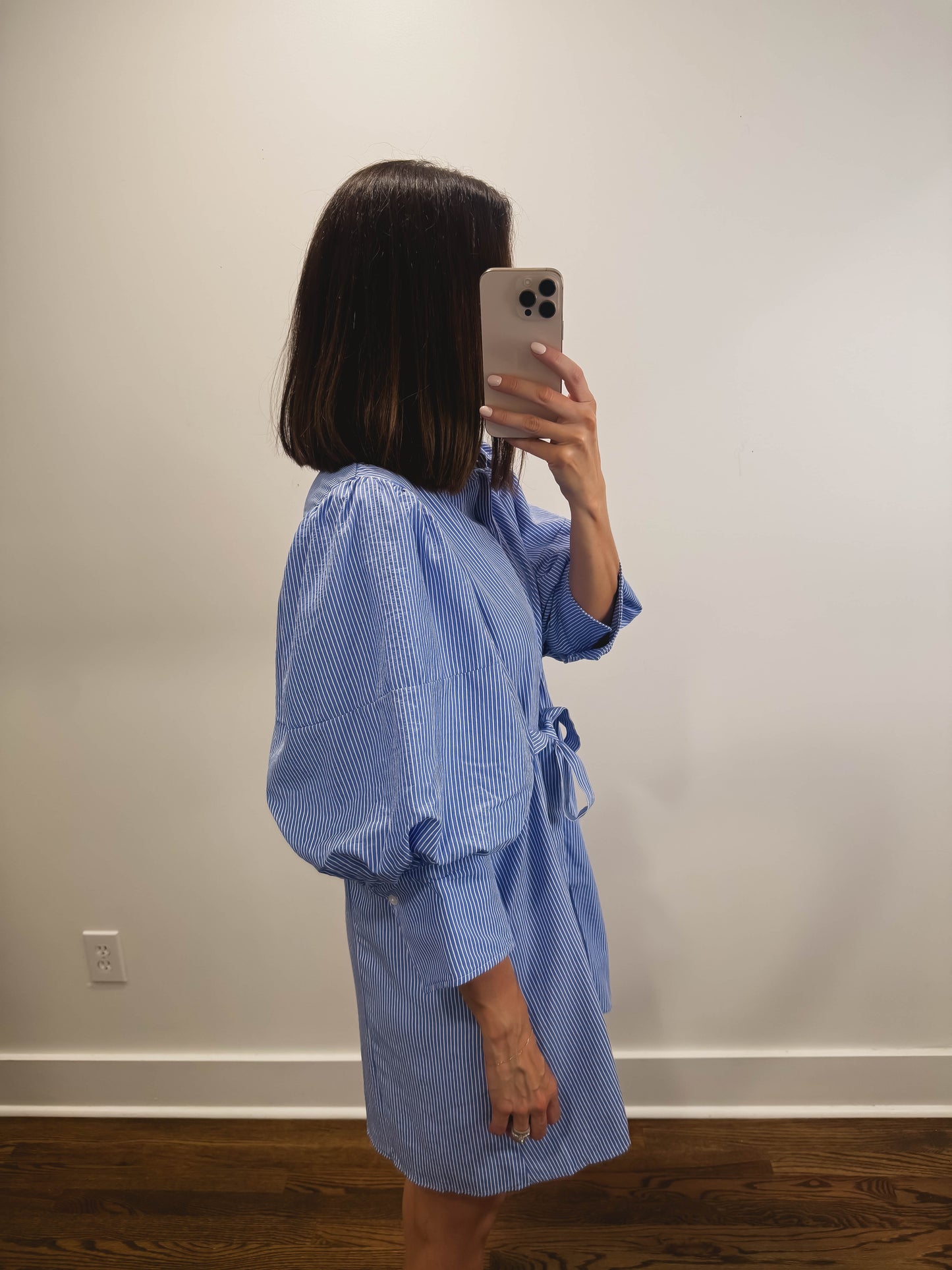 The Harbor Stripe Mini Dress in Blue
