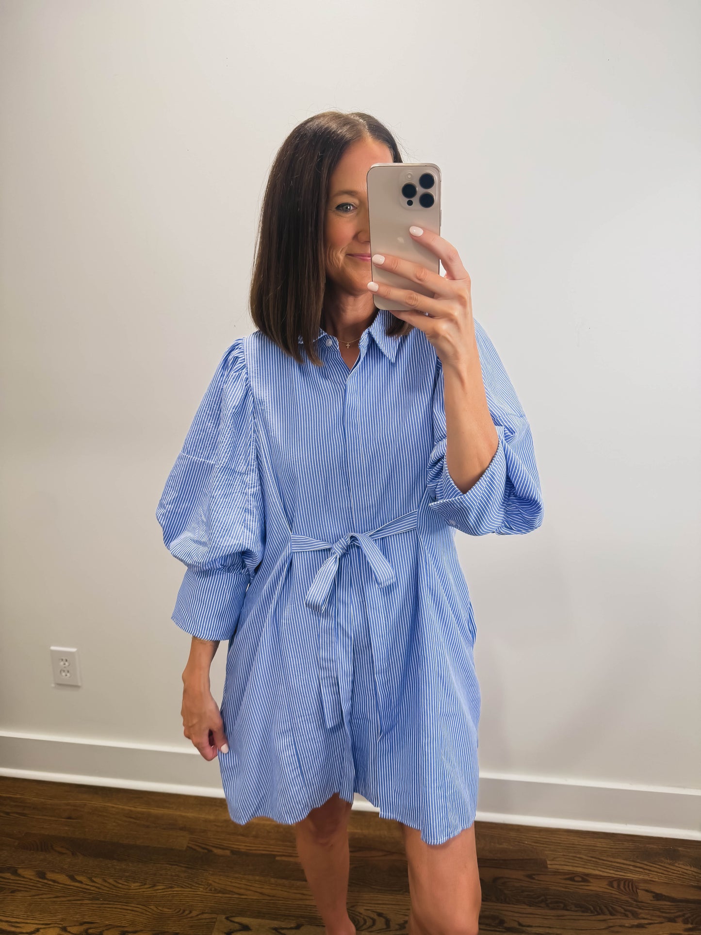 The Harbor Stripe Mini Dress in Blue